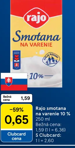 Rajo Smotana na varenie 10%