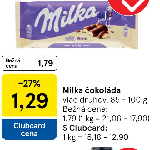 Milka čokoláda viac druhov