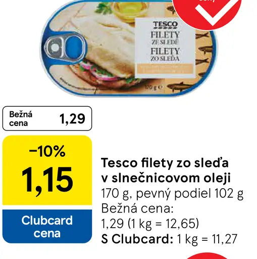 Tesco filety zo sleďa v slnečnicovom oleji