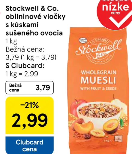 Stockwell & Co. obilninové vločky s kúskami sušeného ovocia