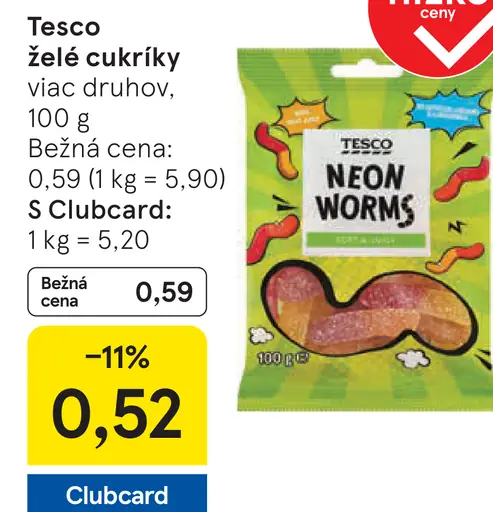 Tesco želé cukríky