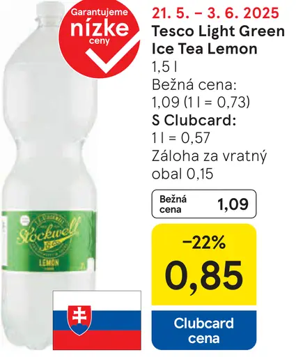 Tesco Light Green Ice Tea Lemon
