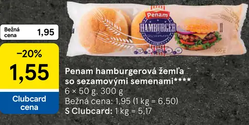 Penam hamburgerová žemľa so sezamovými semienami