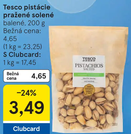 Tesco pistácie pražené solené
