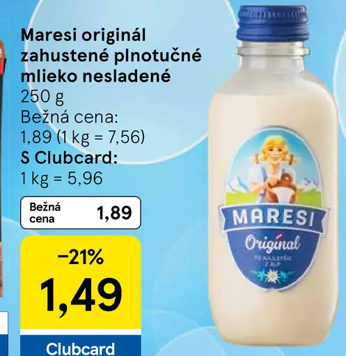Maresi Original zahustené plnotučné mlieko nesladené