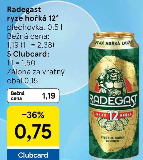 Radegast ryze hořké 12° plechovka