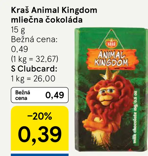 Kraš Animal Kingdom mliečna čokoláda