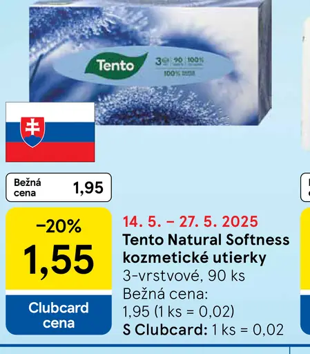 Tento Natural Softness kozmetické utierky