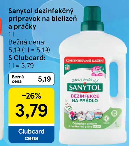 Sanytol dezinfekčný prostriedok na bielizeň a práčky