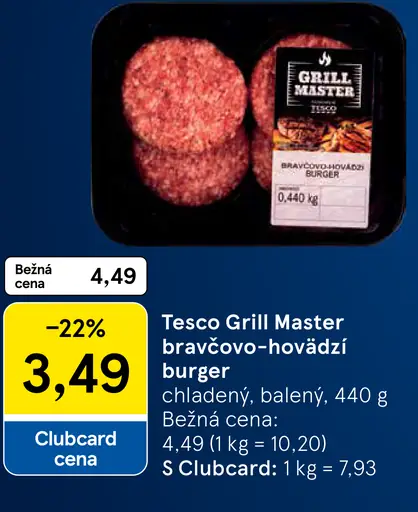 Tesco Grill Master bravčovo-hovädzí burger