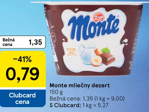 Monte mliečny dezert