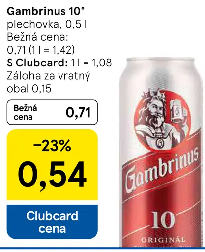 Gambrinus 10° plechovka