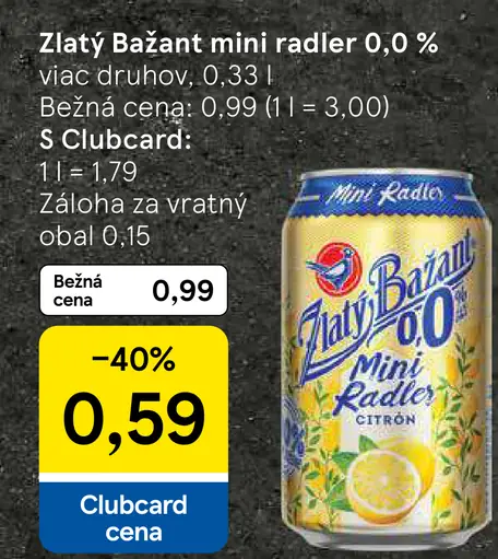 Zlatý Bažant mini radler plechovka