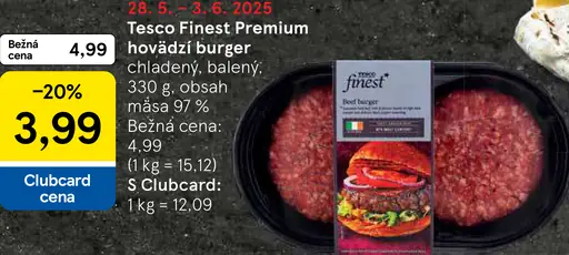 Tesco Finest Premium hovädzí burger