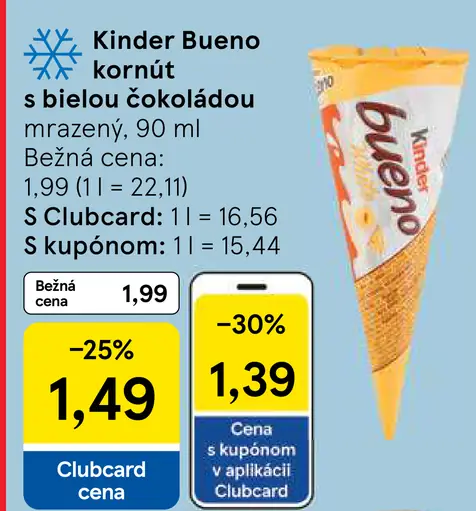 Kinder Bueno kornút s bielou čokoládou