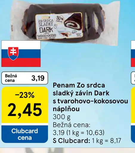 Penam Zo srdca sladký Závin Dark s náplňou tvarohovo-kokosovou