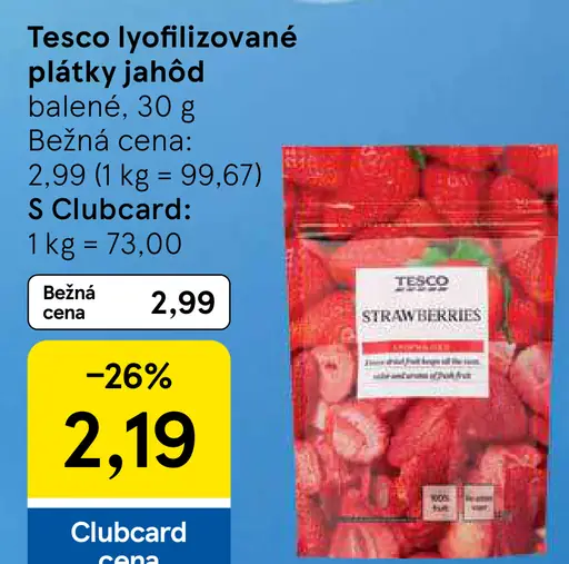 Tesco lyofilizované plátky jahôd