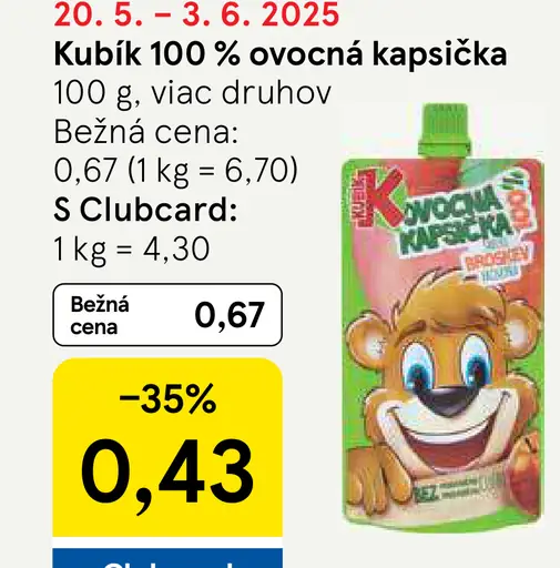 Kubík 100 % ovocná kapsička