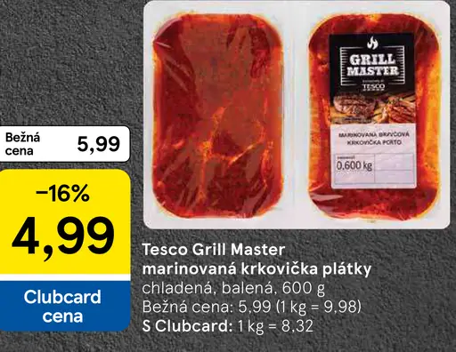 Tesco Grill master marinovaná krkovička plátky