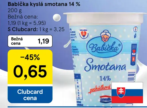 Babička smotana kyslá 14%