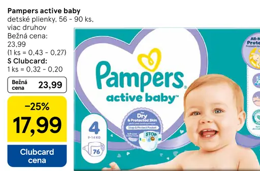 Pampers active baby plienky