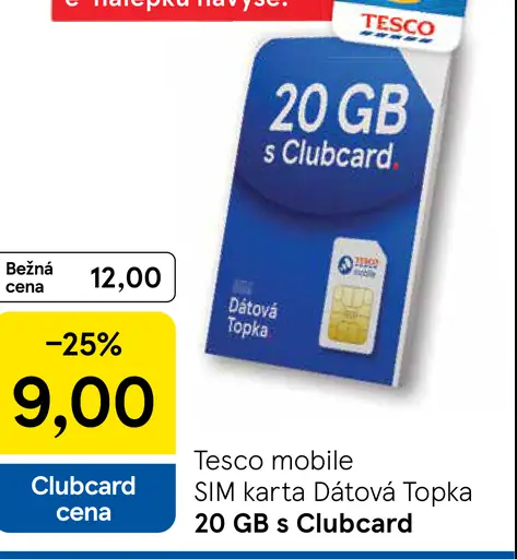 Tesco mobile SIM karta Dátová Topka