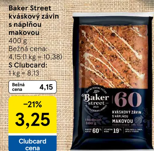 Baker Street Kváskový závin s náplňou makovou