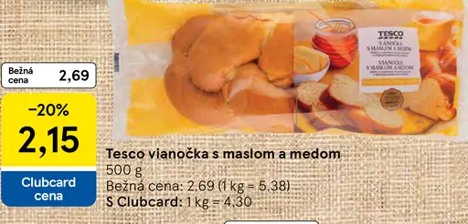 Tesco vianočka s maslom a medom