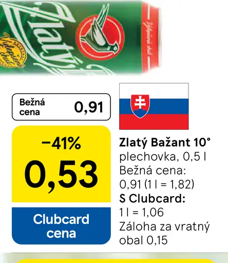 Zlatý Bažant Pivo plechovka