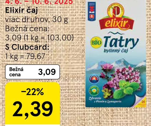 Elixír čaj BIO Tatry