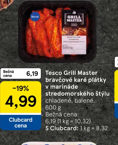 Tesco Grill Master bravčové karé plátky v marináde stredomorského štýlu
