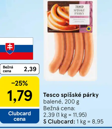 Tesco spišské párky
