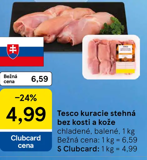 Tesco kuracie stehná bez kosti a kože