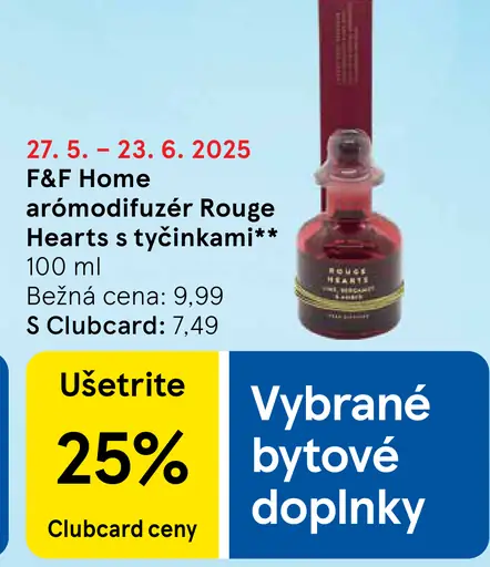 F&F Home arómodifuzér Rouge Hearts s tyčinkami