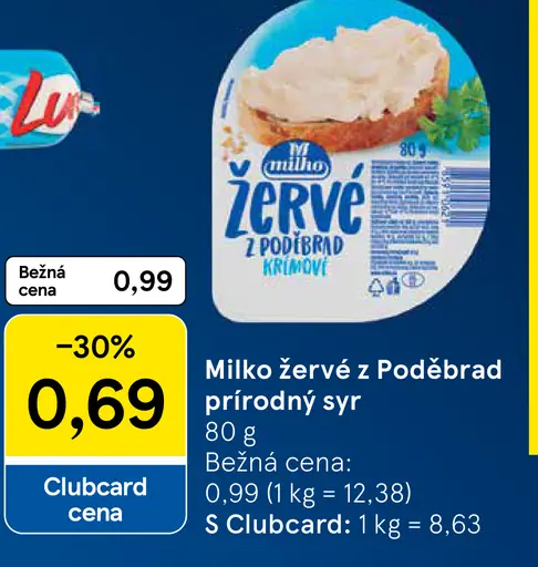 Milko Žervé z Poděbrad prírodný syr