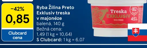 Ryba Žilina Preto exkluzív treska v majonéze