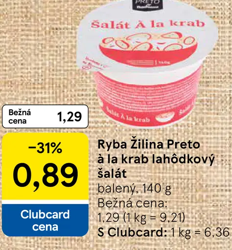 Ryba Žilina Preto à la krab lahôdkový šalát