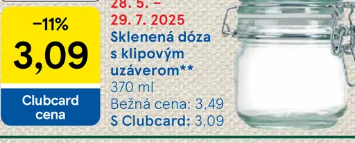 Sklenená dóza s klipovým uzáverom