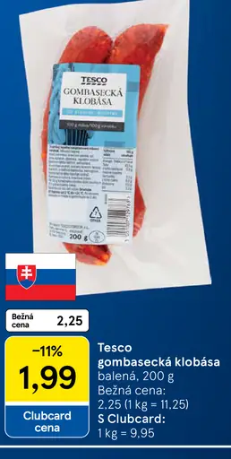 Tesco gombasecká klobása