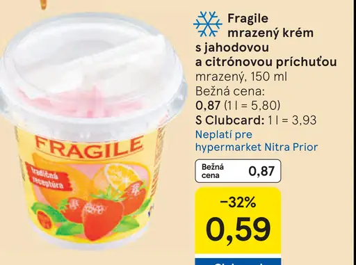 Fragile mrazený krém s jahodovou a citrónovou príchuťou