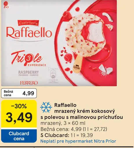 Raffaello Mrazený krém kokosový s polevou s malinovou príchuťou