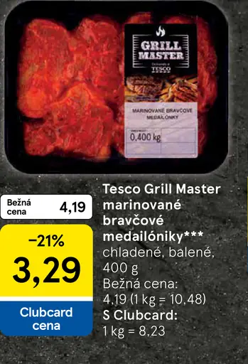 Tesco Grill Master marinované bravčové medailóniky