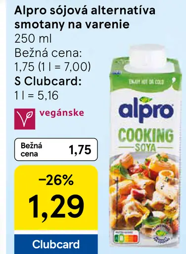 Alpro sójová alternatíva smotany na varenie