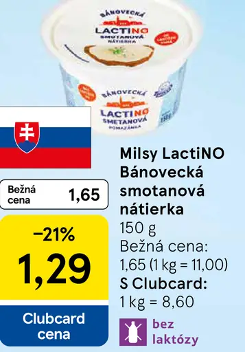 Milsy LactiNO Bánovecká smotanová nátierka