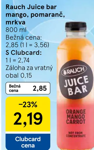 Rauch Juice bar mango, pomaranč, mrkva