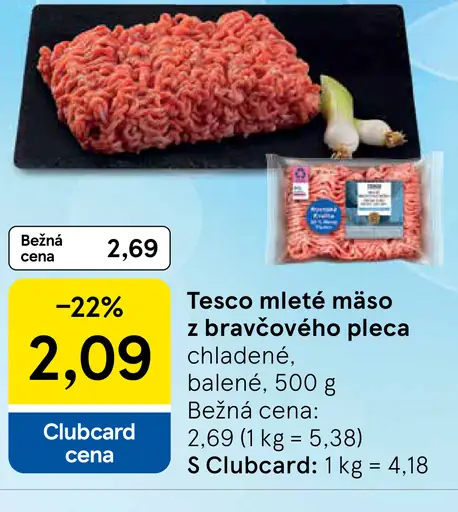 Tesco mleté mäso z bravčového pleca