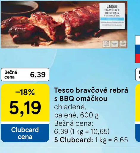 Tesco bravčové rebrá s BBQ omáčkou