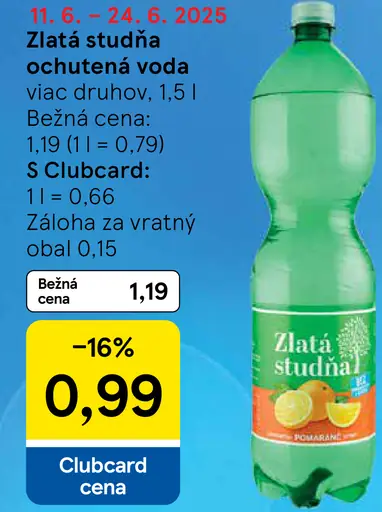 Zlatá studňa ochutená voda