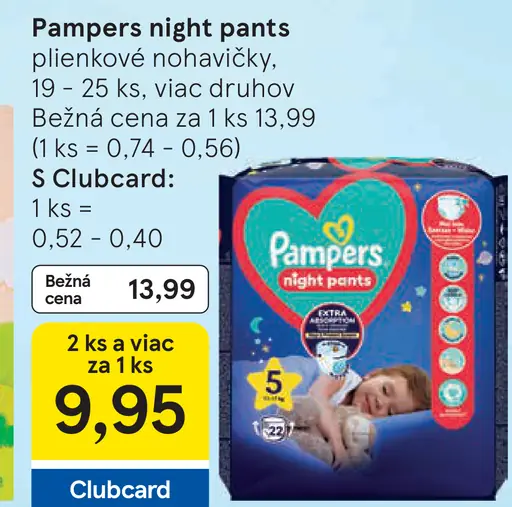 Pampers night pants plienkové nohavičky