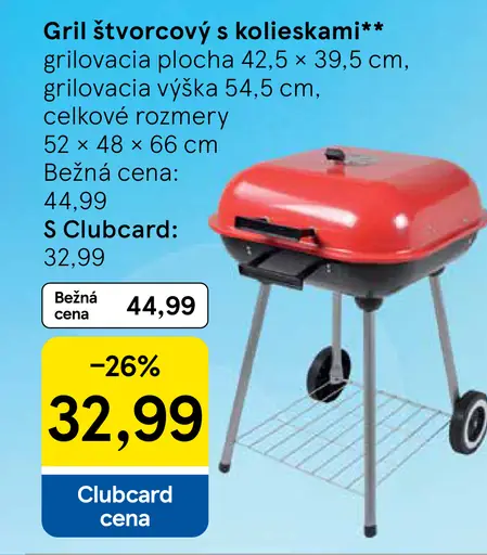 Gril štvorcový s kolieskami